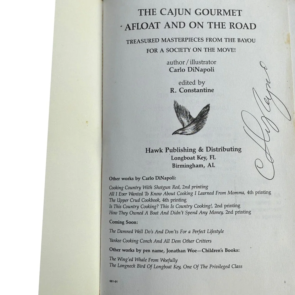 The Cajun Gourmet Afloat and On the Road Carlo DiNapoli Signed Cookbook 1991